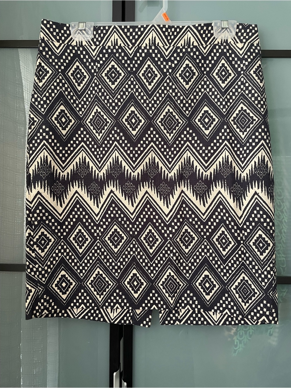 J. Crew Black Pencil Skirt with Subtle Cream Patterning